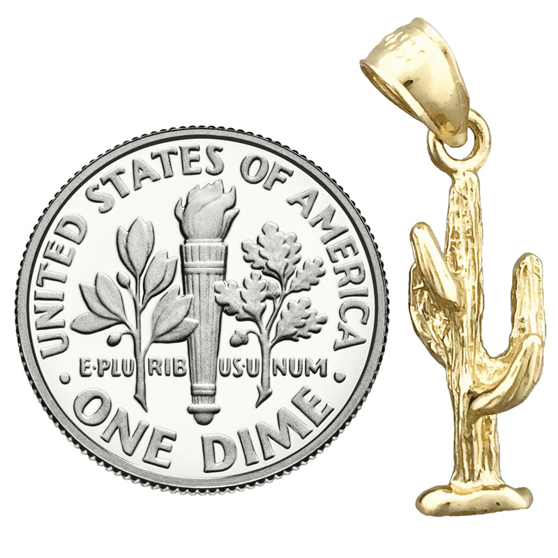 14K Gold 3-D Cactus Charm