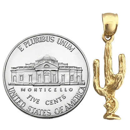 14K Gold 3 Dimensional Cactus Charm