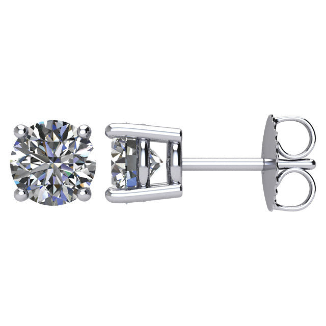 Certified 1.0 CTW Diamond Stud Earrings in 14kt White Gold