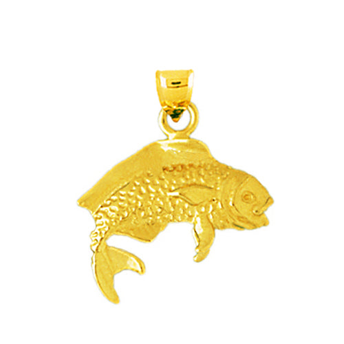 14K Gold 3D Sea Water Fish Charm