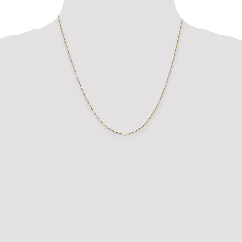 14K Yellow Gold 20 inch Carded .5mm Box Link with Spring Ring Clasp Chain Necklace