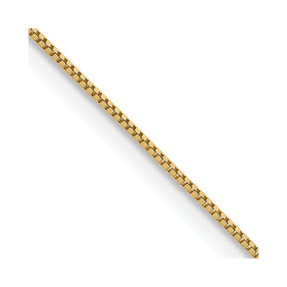 14K Yellow Gold 18 inch Carded .5mm Box Link with Spring Ring Clasp Chain Necklace