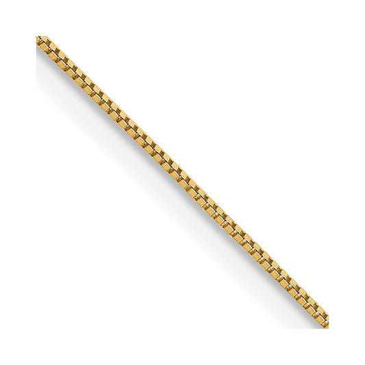 14K Yellow Gold 16 inch Carded .5mm Box Link with Spring Ring Clasp Chain Necklace