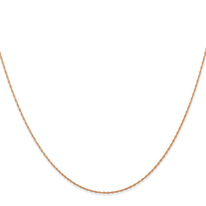 14K Rose Gold 24 inch Carded .5mm Cable Rope with Spring Ring Clasp Chain Necklace