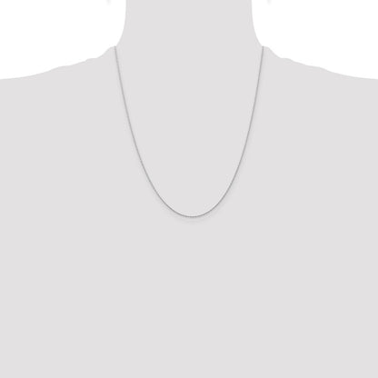 14K White Gold 22 inch Carded .5mm Cable Rope with Spring Ring Clasp Chain Necklace