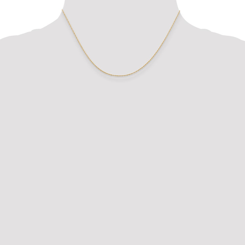 14K Yellow Gold 16 inch Carded .5mm Cable Rope with Spring Ring Clasp Chain Necklace