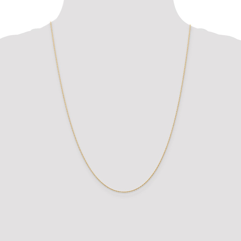 14K Yellow Gold 24 inch Carded .5mm Cable Rope with Spring Ring Clasp Chain Necklace
