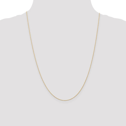 14K Yellow Gold 24 inch Carded .5mm Cable Rope with Spring Ring Clasp Chain Necklace