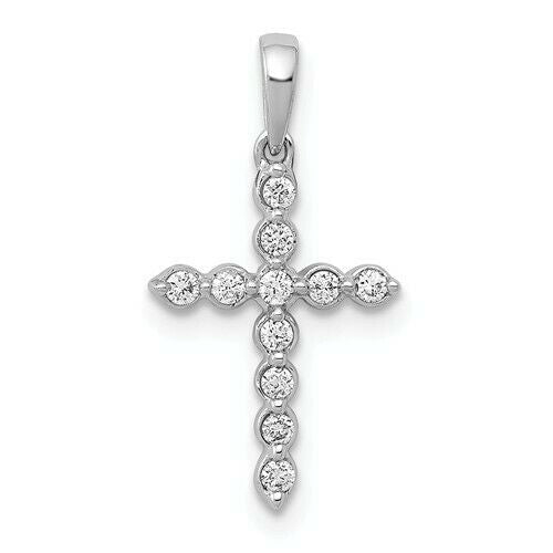 1/10ct 14K Yellow White or Rose Gold Diamond Cross Pendant Religious Jewelry