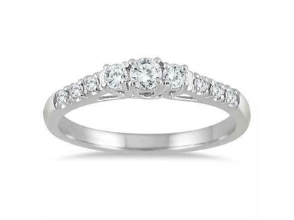 1/3 Carat TW Diamond Three Stone Engagement Ring 10K YELLOW WHITE OR ROSE GOLD
