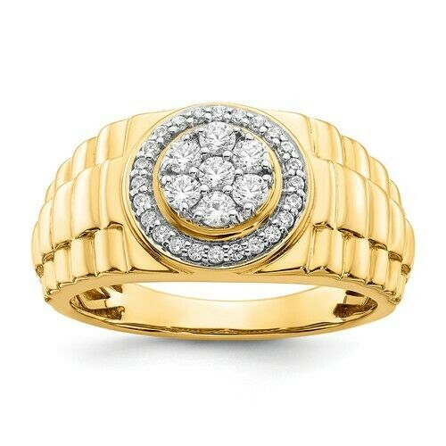 1/2 Ct. Real Diamond Men's Ring in 10K Yellow and White Gold