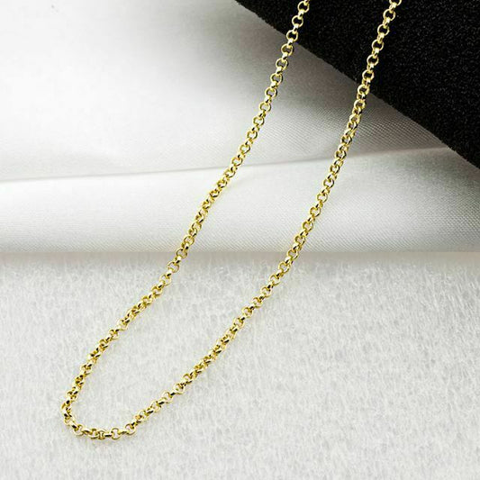 24 SOLID 8K Yellow Gold Rolo Links Necklace Chain Fine Jewelry Valentine Gift"