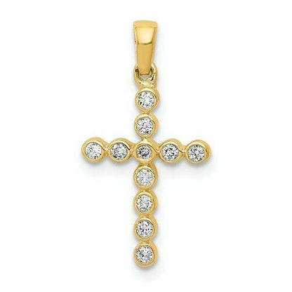 1/10ct 14K Yellow White or Rose Gold Diamond Cross Pendant Religious Jewelry