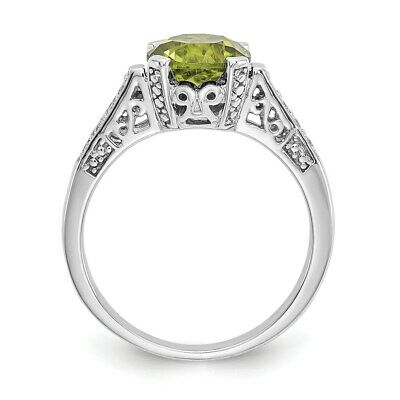 Real Diamond u0026 8x8mm Peridot Birthstone Gemstone Engagement Ring in 14K White Gold