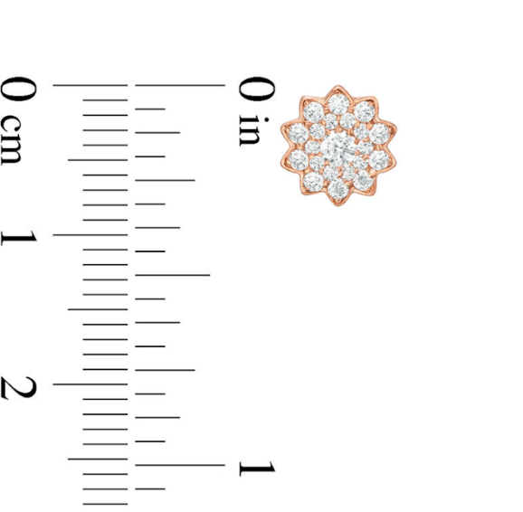 1/2 CT. REAL Diamond Flower Stud Earrings in 8K/10K Yellow White or Rose Gold