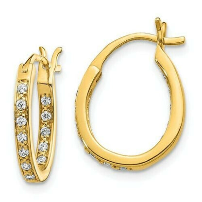 Real Diamond In/Out Hoop Earrings 14k Gold (1/4 ct.) Perfect Anniversary Gift