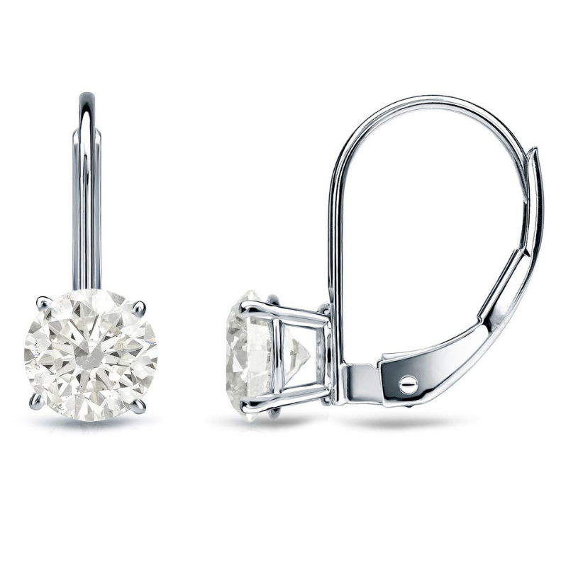 14k Gold 1/2 Carat TDW REAL Diamond Leverback Dangle Earrings Perfect Gift