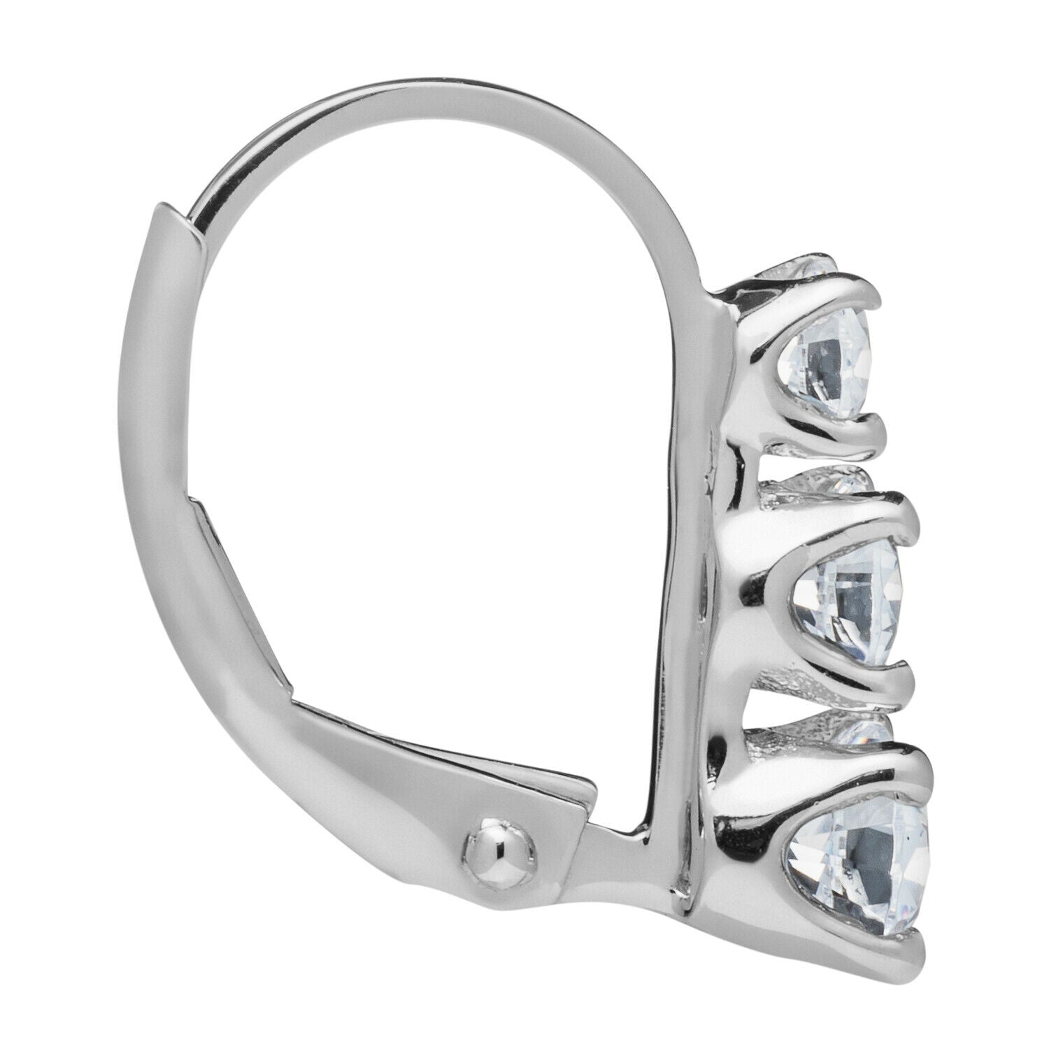 1/2ct 3 Stone Genuine Diamond Earrings 14K White Gold