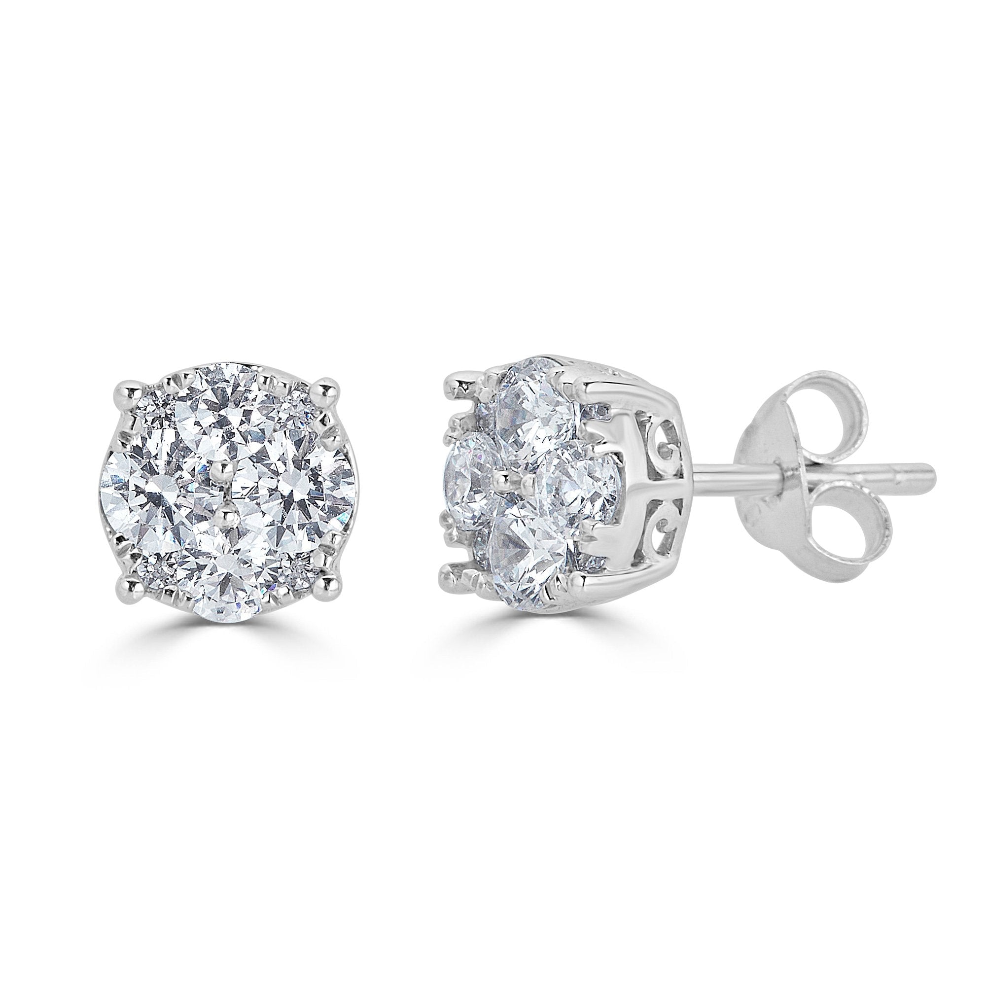 3/4Ct Natural Diamond Stud Earrings in Sterling Silver (I/J Color I2/I3 Clarity)