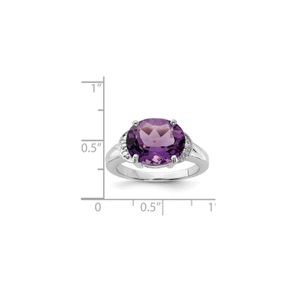 Sterling Silver 14K White Gold Plated Oval Amethyst Gemstone Birthstone Ring Fine Jewelry Gift for Her