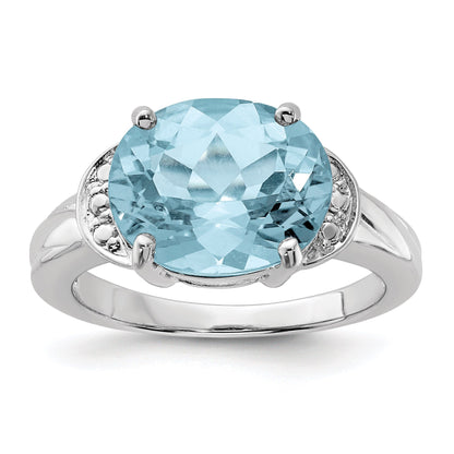 Sterling Silver Rhodium Sky Blue Topaz Gemstone Birthstone Ring Fine Jewelry Gift for Her