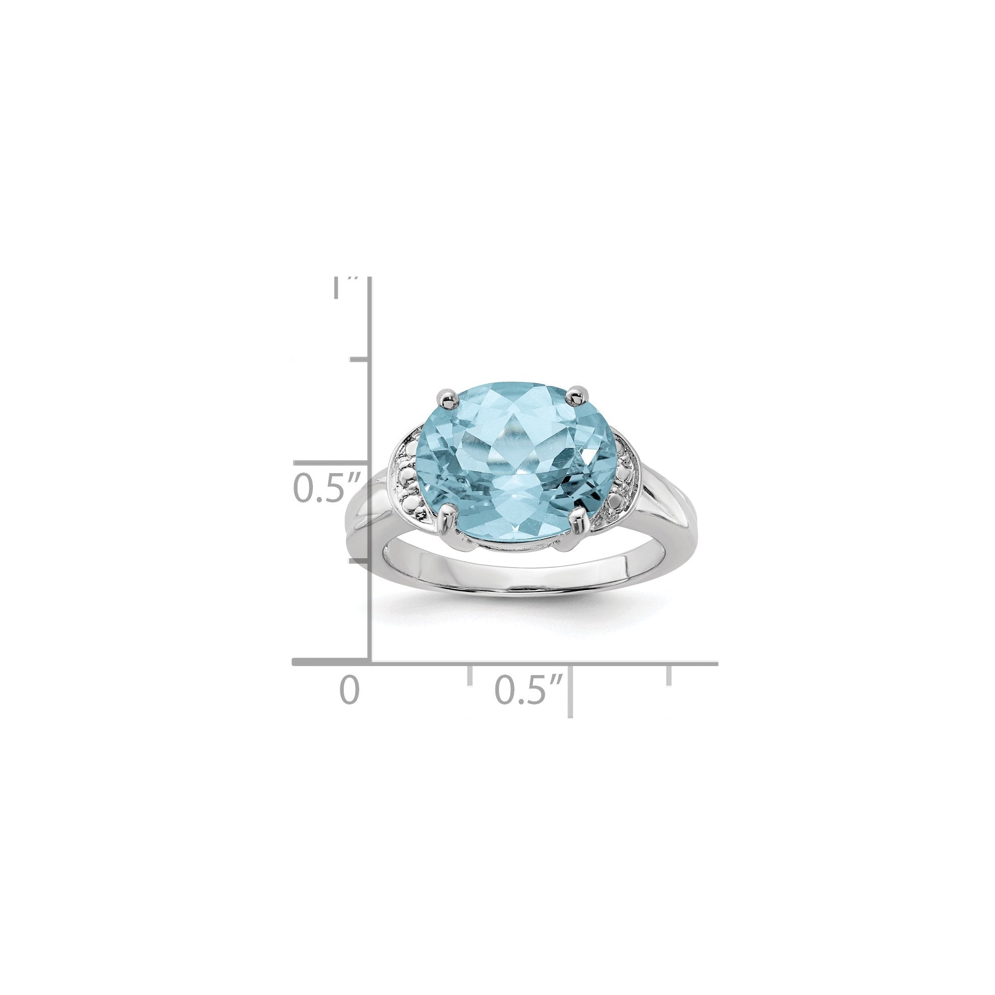 Sterling Silver Rhodium Sky Blue Topaz Gemstone Birthstone Ring Fine Jewelry Gift for Her