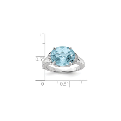 Sterling Silver Rhodium Sky Blue Topaz Gemstone Birthstone Ring Fine Jewelry Gift for Her