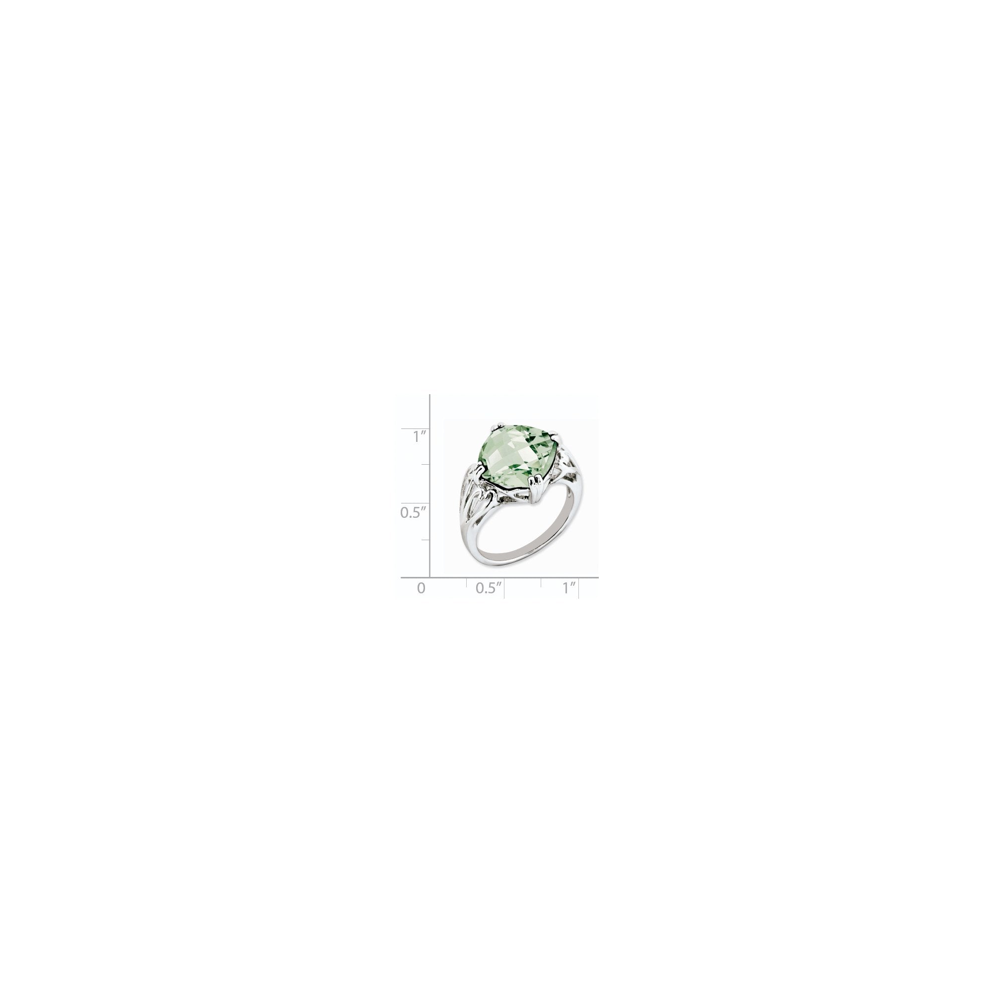 Sterling Silver 14K White Gold Plated Checker-Cut Green Quartz Gemstone Birthstone Ring Fine Jewelry Gift for Her