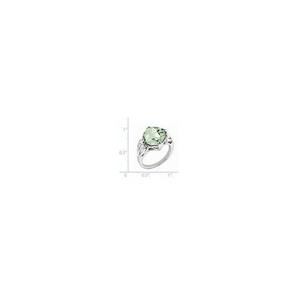 Sterling Silver 14K White Gold Plated Checker-Cut Green Quartz Gemstone Birthstone Ring Fine Jewelry Gift for Her