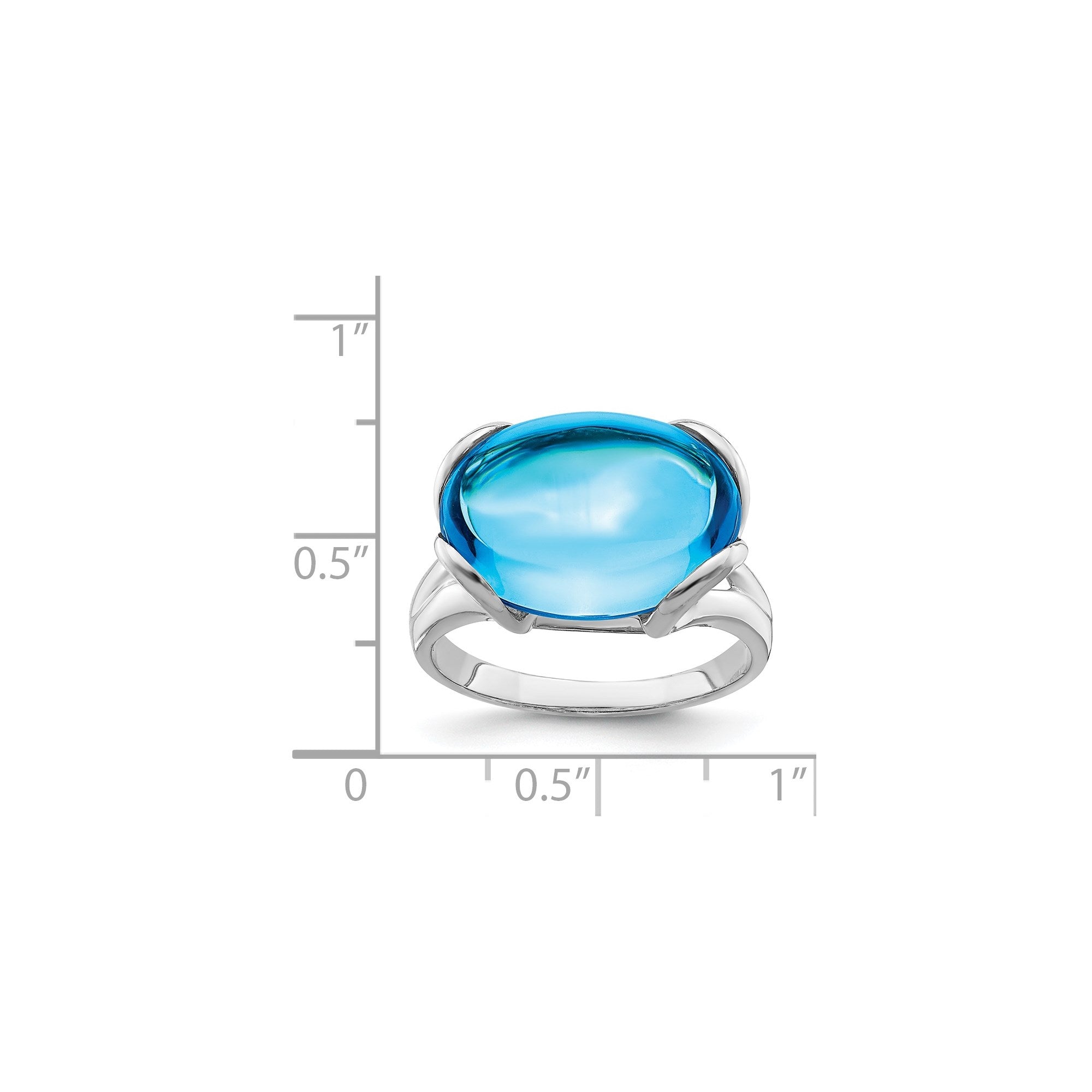 Sterling Silver Rhodium Oval Blue Topaz Gemstone Birthstone Ring Fine Jewelry Gift for Her