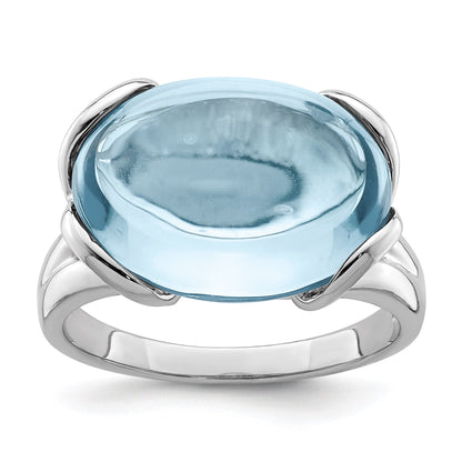 Sterling Silver Rhodium Sky Blue Topaz Gemstone Birthstone Ring Fine Jewelry Gift for Her