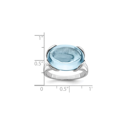 Sterling Silver Rhodium Sky Blue Topaz Gemstone Birthstone Ring Fine Jewelry Gift for Her