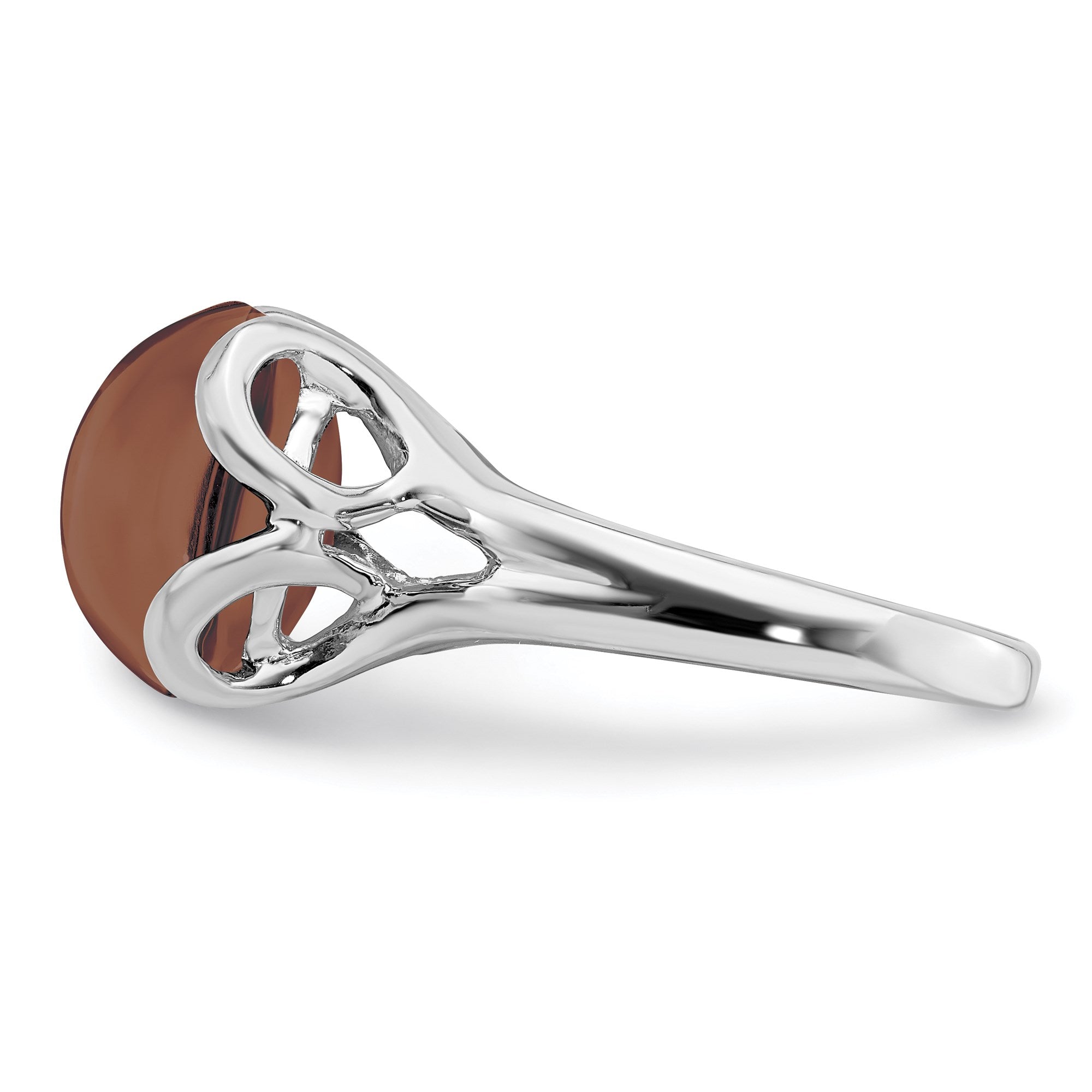 Sterling Silver Rhodium Oval Smoky Quartz Gemstone Birthstone Ring Fine Jewelry Gift for Her