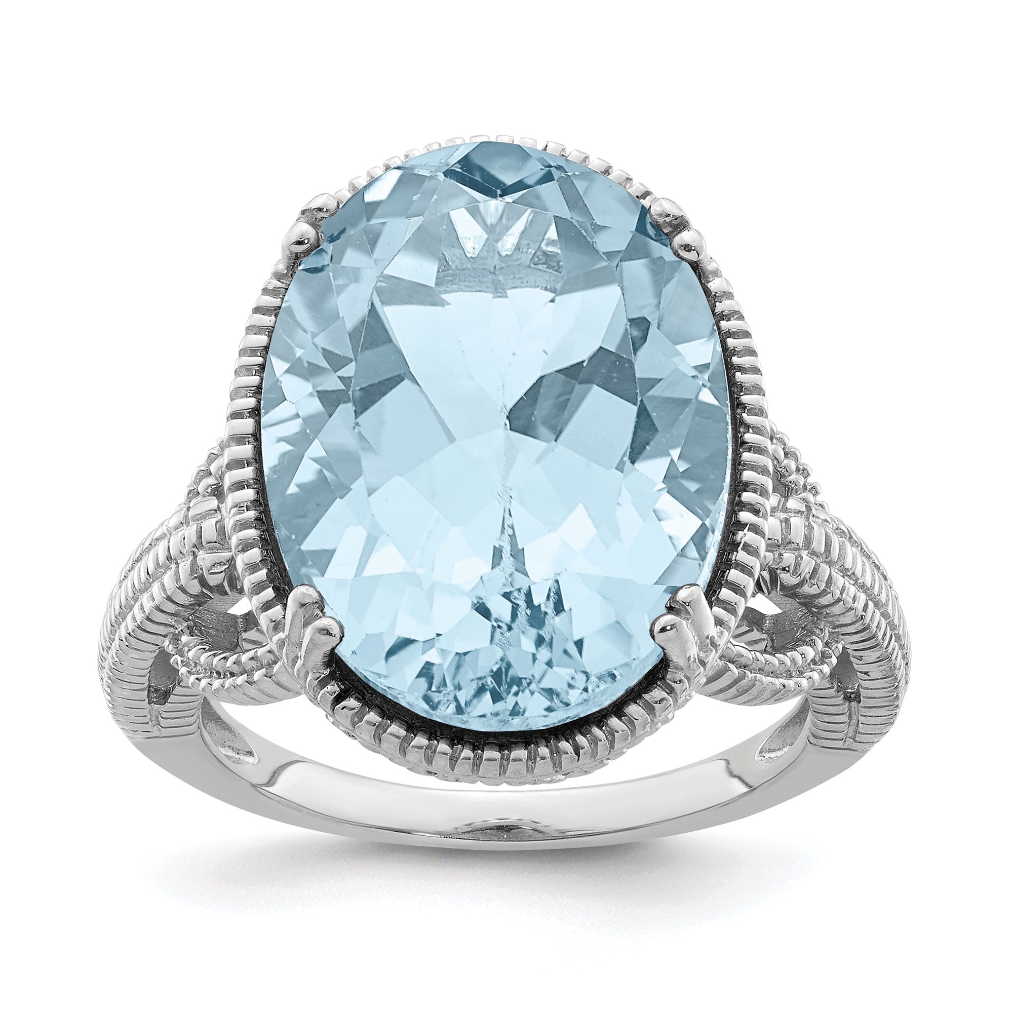 Sterling Silver Rhodium Sky Blue Topaz Gemstone Birthstone Ring Fine Jewelry Gift for Her