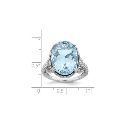 Sterling Silver Rhodium Sky Blue Topaz Gemstone Birthstone Ring Fine Jewelry Gift for Her