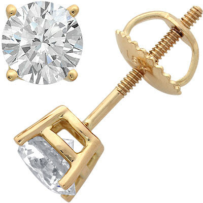 14k Yellow Gold Four-Prong Diamond Stud Earrings
