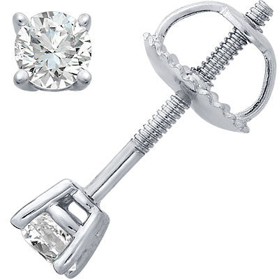 14k White Gold Four-Prong Diamond Stud Earrings