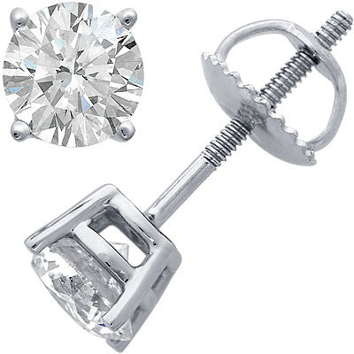 1 Carat 14k White Gold Four-Prong Diamond Stud Earrings
