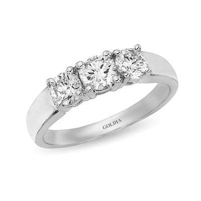 1 1/2 ct. Round Cut Diamond White Gold Three-stone Engagement Ring