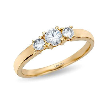 1/2 ct. Round Cut Diamond Yellow Gold Three-stone Engagement Ring