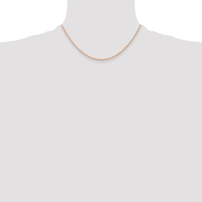 14K Rose Gold 16 inch Carded .6mm Cable Rope with Spring Ring Clasp Chain Necklace
