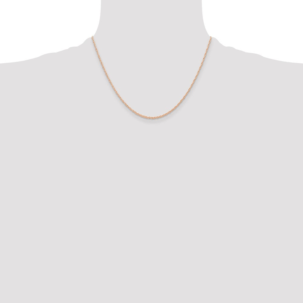 14K Rose Gold 18 inch Carded .6mm Cable Rope with Spring Ring Clasp Chain Necklace
