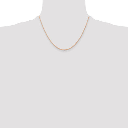 14K Rose Gold 18 inch Carded .6mm Cable Rope with Spring Ring Clasp Chain Necklace