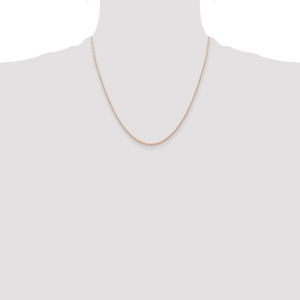 14K Rose Gold 20 inch Carded .6mm Cable Rope with Spring Ring Clasp Chain Necklace