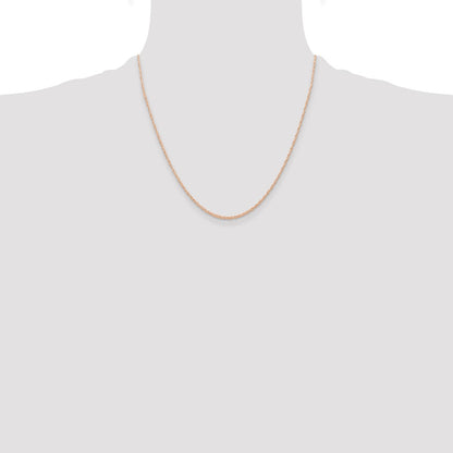 14K Rose Gold 20 inch Carded .6mm Cable Rope with Spring Ring Clasp Chain Necklace