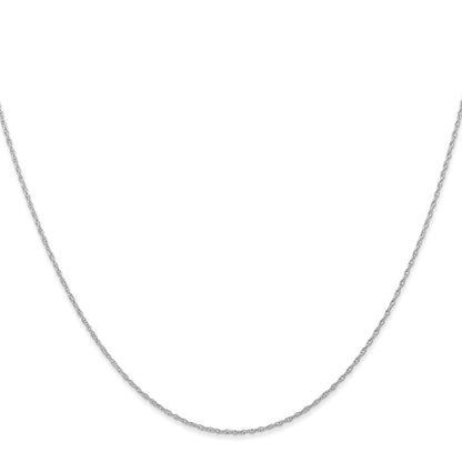 14K White Gold 22 inch Carded .6mm Cable Rope with Spring Ring Clasp Chain Necklace