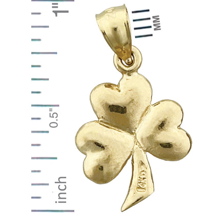 14K Gold 3D Shamrock Charm