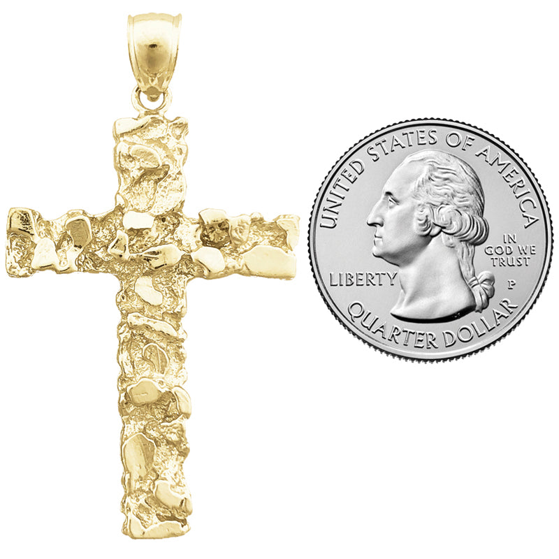 14K Gold Cross Nugget Pendant
