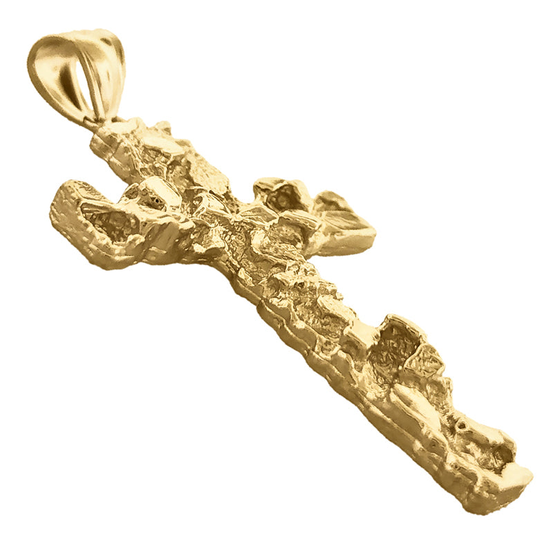 14K Gold Cross Nugget Pendant