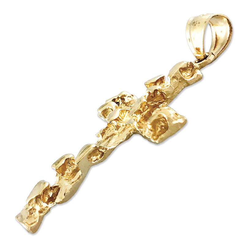 14K Gold Nugget Cross Pendant